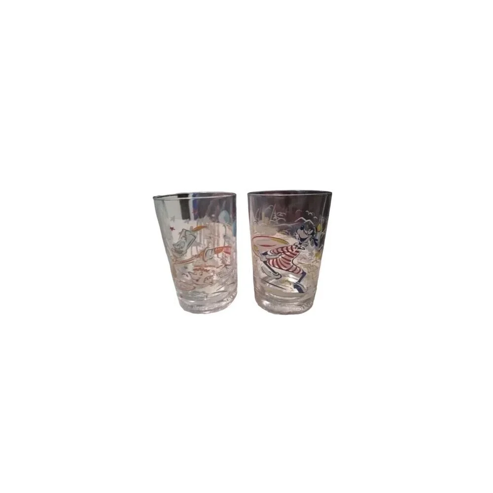 Vintage Full Set Of 4 McDonald's Walt Disney World 25th Anniversary Glasses Cups